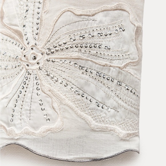 NWT Zara Embroidered Strappy Top Size L & Straight Leg Pants Size M - Picture 12 of 14